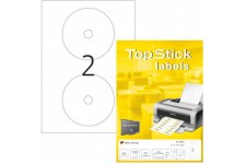 TopStick 8656 etiquettes pour CD A4 ( 117 mm Maxi, 100 feuilles, papier, mat) auto-adhesives, imprimables, autocollantes permane