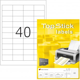 TopStick - Pochette de 4000 etiquettes autocollantes multi-usages (48,5 x 25,4 mm) Personnalisables et imprimables, Impression l