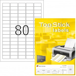 TopStick - Pochette de 8000 etiquettes autocollantes multi-usages (35,6 x 16,9 mm) Personnalisables et imprimables, Impression l