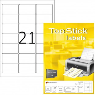 TopStick - Pochette de 2100 etiquettes d'adressage autocollantes (63,5 x 38,1 mm) Personnalisables et imprimables, Impression la