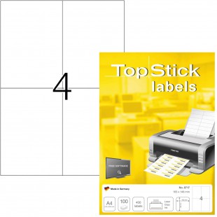 TopStick - Pochette de 400 etiquettes autocollantes multi-usages (105 x 148 mm) Personnalisables et imprimables, Impression lase