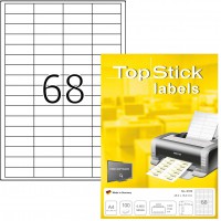 TopStick - Pochette de 6800 etiquettes autocollantes multi-usages (48,5 x 16,9 mm) Personnalisables et imprimables, Impression l