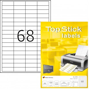 TopStick - Pochette de 6800 etiquettes autocollantes multi-usages (48,5 x 16,9 mm) Personnalisables et imprimables, Impression l