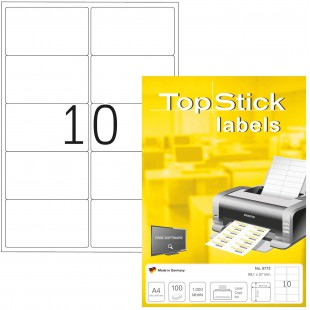 TopStick - Pochette de 1000 etiquettes d'adressage autocollantes (99,1 x 57 mm) Personnalisables et imprimables, Impression lase