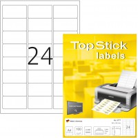 TopStick - Pochette de 2400 etiquettes d'adressage autocollantes (64 x 34 mm) Personnalisables et imprimables, Impression laser 