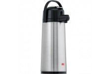 Melitta Bouteille isotherme a  pompe, 2,2 litres, env. 18 tasses, piston en acier inoxydable, acier inoxydable, argent/noir