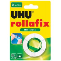 Lot de 12 : UHU Rollafix, Adhesif, Recharge 25 m x 19 mm, Invisible