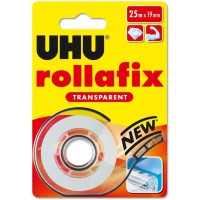 UHU Rollafix - Ruban adhesif, transparent, ne jaunit pas, devidoir avec recharge, 25 m x 19 mm