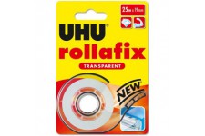 UHU Rollafix - Ruban adhesif, transparent, ne jaunit pas, devidoir avec recharge, 25 m x 19 mm