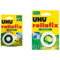 UHU Rollafix, Adhesif, Devidoir avec Recharge, 25 m x 19 mm, Invisible avec autre Adhesif