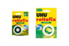 UHU Rollafix, Adhesif, Devidoir avec Recharge, 25 m x 19 mm, Invisible avec autre Adhesif