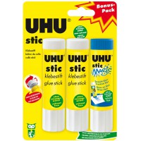 UHU 45290 - Batons de colle 3 Set, 2 Stic avec 1 Stic Magic, 21 g