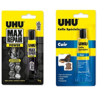 UHU Max Repair, Colle de reparation, Transparent & Colle Speciale Cuir & Chaussures 30g/33ml, Ideale pour reparer les