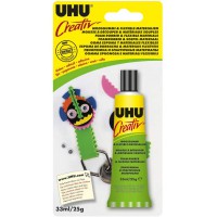 UHU Creativ' Colle pour Mousse a  decouper et Materiaux naturels, Tube, 33 ml, Transparent