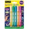 UHU Glitter Glue Glow in the dark, Colle Paillettes, Formule adaptee pour les enfants, Lavable, lot de 5 tubes 10 ml