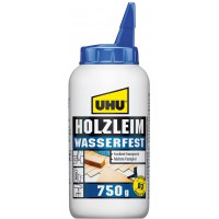 Colle a  bois etanche D3, sans solvant, convient pour tous les types de bois et de collages habituels, bouteille de 750g Blanc