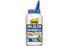 Colle a  bois etanche D3, sans solvant, convient pour tous les types de bois et de collages habituels, bouteille de 750g Blanc