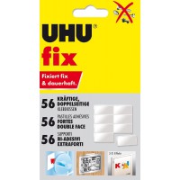 UHU Fix - Ruban adhesif double face, texture mousse, effet 3D blanc, forte, 56 pastilles