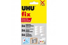 UHU Fix - Ruban adhesif double face, texture mousse, effet 3D blanc, forte, 56 pastilles