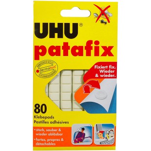 UHU Patafix Pastilles adhesives repositionnables decollables Blanc - Lot de 80 pastilles