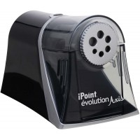 iPoint Axis E-15509 00 - Taille-Crayon electrique - Arret Automatique - 6 Trous de Diametres Differents - Gris et Noir
