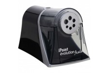 iPoint Axis E-15509 00 - Taille-Crayon electrique - Arret Automatique - 6 Trous de Diametres Differents - Gris et Noir
