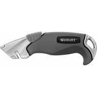 E-84023 00 cutter de securite en alliage aluminium avec manche antiderapante, largeur de lame 18 mm, gris/noir