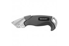 E-84023 00 cutter de securite en alliage aluminium avec manche antiderapante, largeur de lame 18 mm, gris/noir