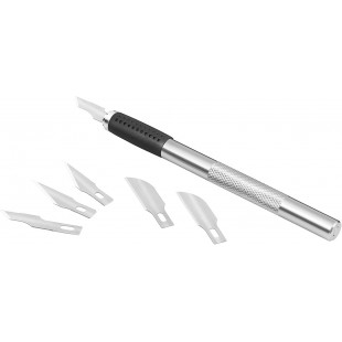 73000 Kit 00 Scalpel avec 6 couteaux differents particulierement robuste Poignee en metal avec zone de prehension en caoutchouc