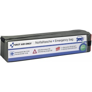 First Aid Only Kit d'Urgence 3 en 1 pour Voiture Din 13164 Triangle de Signalisation Euro 2 Gilets de Securite en Iso 20471:2013