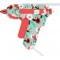 E-17201 00 Mini pistolet a  colle a  motif floral avec 2 batons de colle Turquoise/rouge