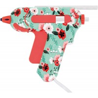 E-17201 00 Mini pistolet a  colle a  motif floral avec 2 batons de colle Turquoise/rouge