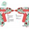 E-17201 00 Mini pistolet a  colle a  motif floral avec 2 batons de colle Turquoise/rouge