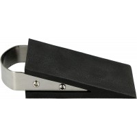 Butoir de porte en forme de cale en caoutchouc antiderapant avec poignee en acier inoxydable, 12 x 5 x 3 cm, noir E-1