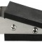 Butoir de porte en forme de cale en caoutchouc antiderapant avec poignee en acier inoxydable, 12 x 5 x 3 cm, noir E-1