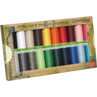 Gutermann creativ Set de fil a  coudre rPET avec 20 bobines de fil Pour Tout Coudre 100 m compose a  100 % de polyester recycle 