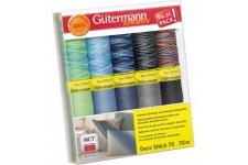 Gutermann creativ Set de fil a  coudre avec 10 bobines de fil decoratif Deco Stitch 70 70 m, differentes couleurs unies et multi