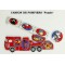 Lot de 100 : Le Camion DE Pompiers Puzzle DV1815-10 Sujets Porcelaine pour Epiphanie - Galette des Rois