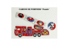 Lot de 100 : Le Camion DE Pompiers Puzzle DV1815-10 Sujets Porcelaine pour Epiphanie - Galette des Rois