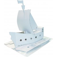 Joypac 39101 Carton de bricolage en carton blanc solide Motif bateau pirate, env. 48 x 18 x 50 cm