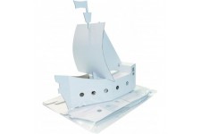 Joypac 39101 Carton de bricolage en carton blanc solide Motif bateau pirate, env. 48 x 18 x 50 cm