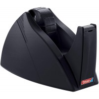 Tesa Easy Cut Derouleur de Bureau Professionnel - Devidoir Antiderapant Rechargeable pour Ruban Adhesif de 66 m x 25 mm - Noir