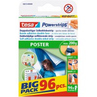 Tesa Powerstrips POSTER BIG PACK Bandes adhesives Double-Face pour Posters - Auto-adhesif et Reutilisable - Adherence Jusqu'a  2