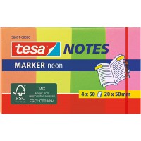 Tesa 56691 - Paquet de 200 marque-pages - 20 x 50 mm Coleurs Assorties