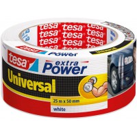 Tesa extra Power Universal - Ruban Adhesif Toile pour Reparations, Fixation, Regroupement, etancheite ou Emballage - Blanc - 25 