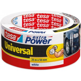 Tesa extra Power Universal - Ruban Adhesif Toile pour Reparations, Fixation, Regroupement, etancheite ou Emballage - Blanc - 25 