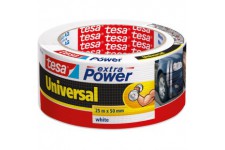 Tesa extra Power Universal - Ruban Adhesif Toile pour Reparations, Fixation, Regroupement, etancheite ou Emballage - Blanc - 25 