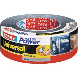 Tesa extra Power Universal - Ruban Adhesif Toile pour Reparations, Fixation, Regroupement, etancheite ou Emballage - Gris - 50 m