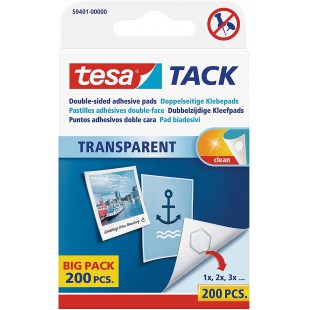 Tesa TACK Pate a  Fixer - Gommettes Adhesives Repositionnables pour Fixer des Objets Legers sur des Surfaces Solides - 200 Pasti