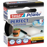 Tesa extra Power Perfect - Ruban Adhesif Toile - Ruban de Reparation pour Artisanat, Fixation, Renforcement et etiquetage - Noir